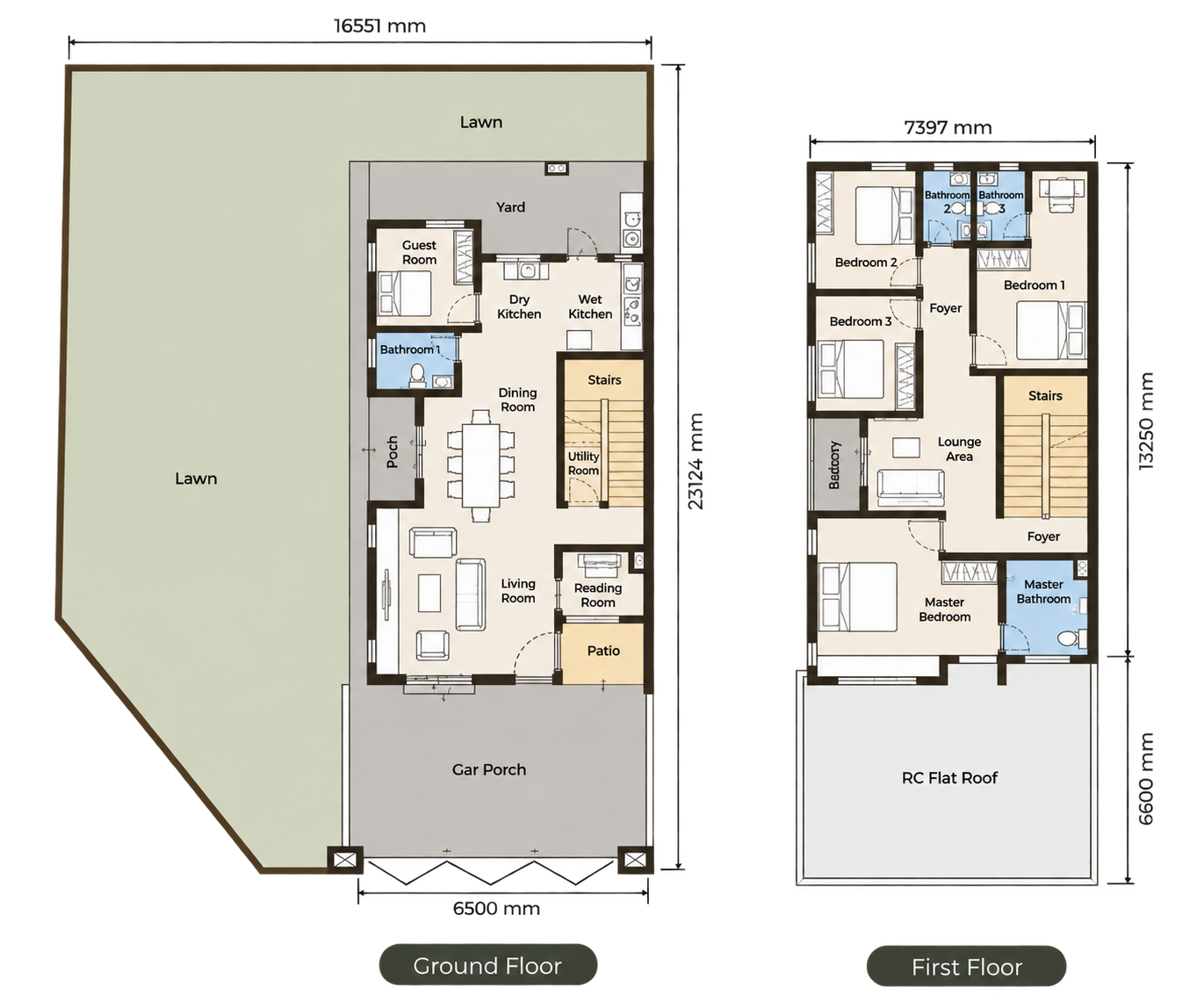 Anggun Type A floor plan with original labels and dimensions